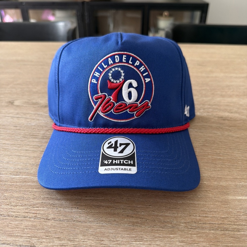 PHILADELPHIA 76ers Hat One Size '47 BRAND Embroidered Cap Snapback Trucker VGUC